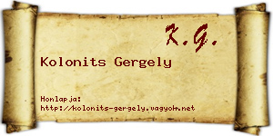 Kolonits Gergely névjegykártya